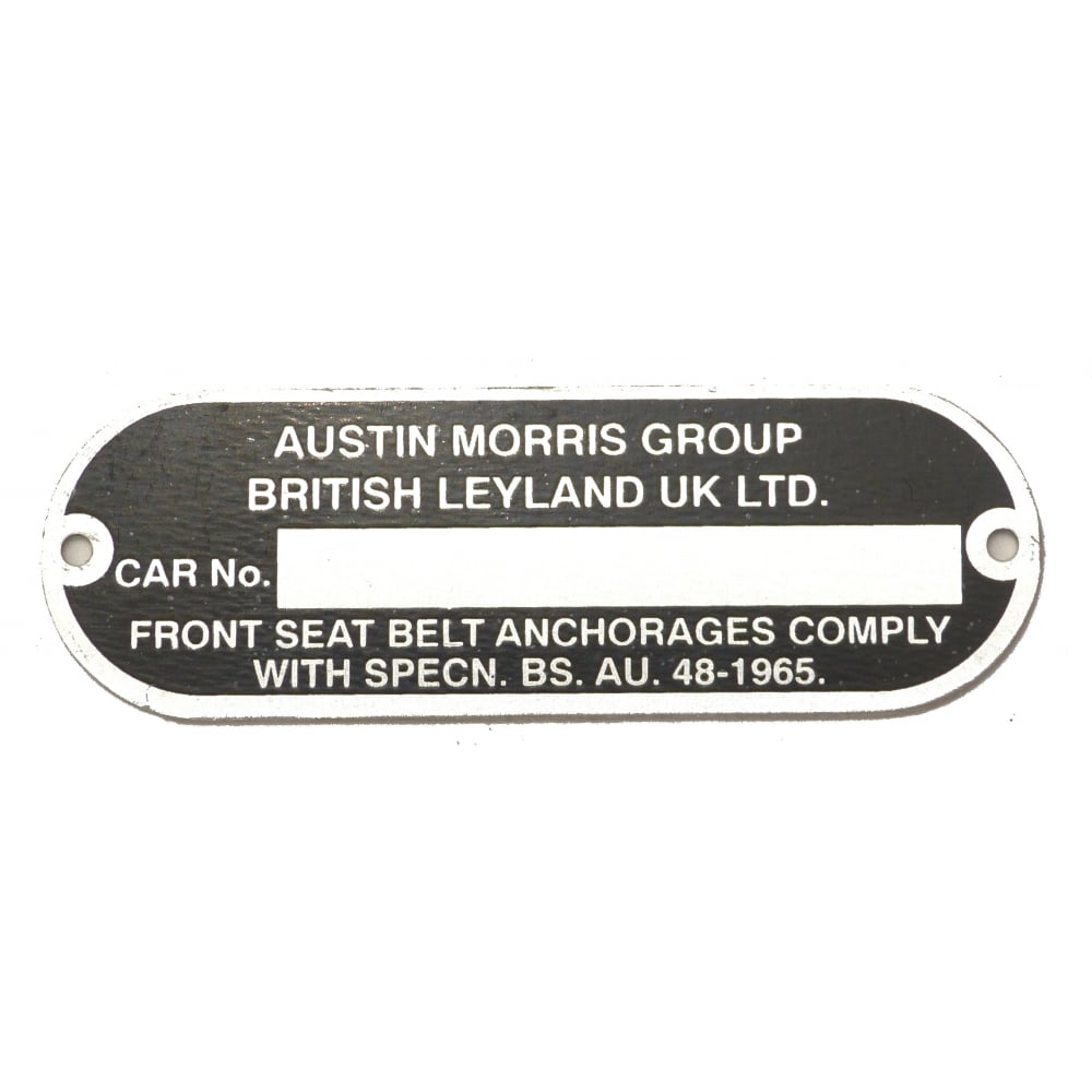 Chassis Identification Plate (1965-On) - ACC131A