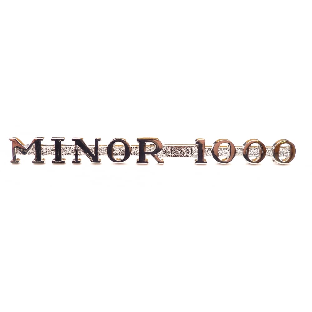 Bonnet Side Badge-Chrome “MINOR 1000” 1956 On – LOG1003